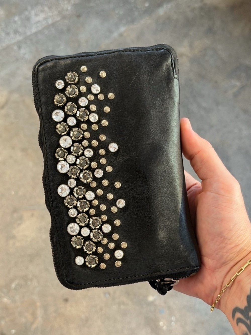 Campomaggi Leather Studded & Embellished Wallet. Comes with tags, and dust bag.